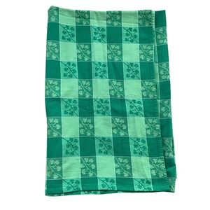 Vintage Green Shamrock Damask Tablecloth Checkerboard Irish St Patricks Day